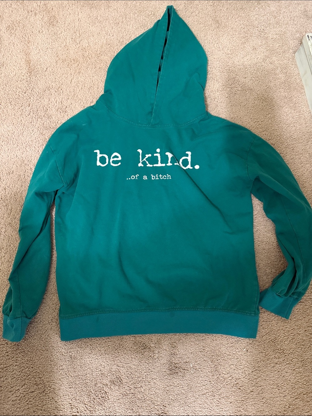 Green Women's Pullover Hoodie with 'be kind.' Graphic